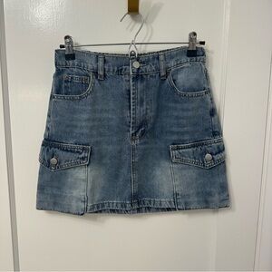 Lavender J Denim Cargo Mini Skirt | Size M | Soft Stretchy Waistband